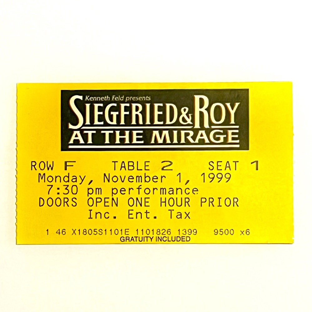 Siegfried & Roy Ticket Stub from 1999